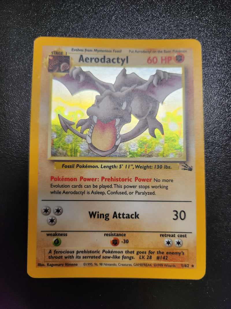 Aerodactyl - 01/62 (FO) Holo Rare -  Heavy Play Unlimited Holofoil