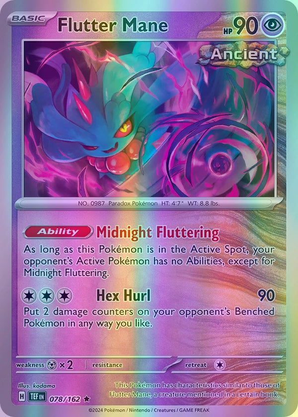 Flutter Mane - 078/162 (TEF) Rare - Near Mint Reverse Holofoil