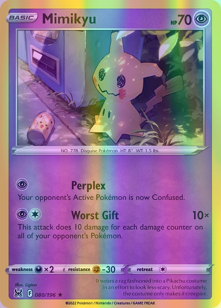 Mimikyu - 080/196 (SWSH11) Rare - Near Mint Reverse Holofoil