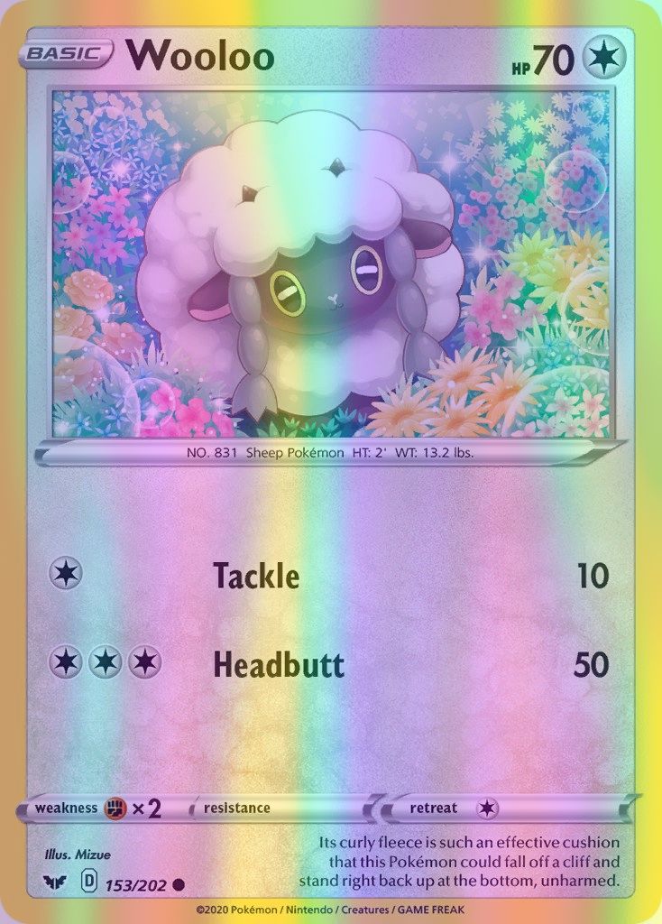 Wooloo - 153/202 (SWSH01) Common - Near Mint Reverse Holofoil