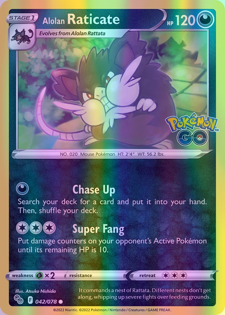 Alolan Raticate - 042/078 (PGO) Common - Near Mint Reverse Holofoil