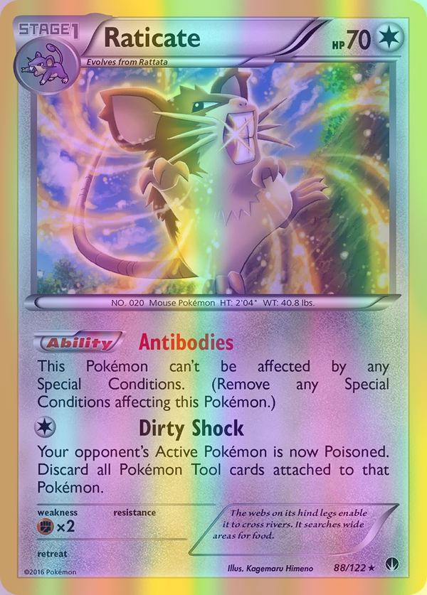 Raticate - 088/122 (BKP) Rare - Near Mint Reverse Holofoil