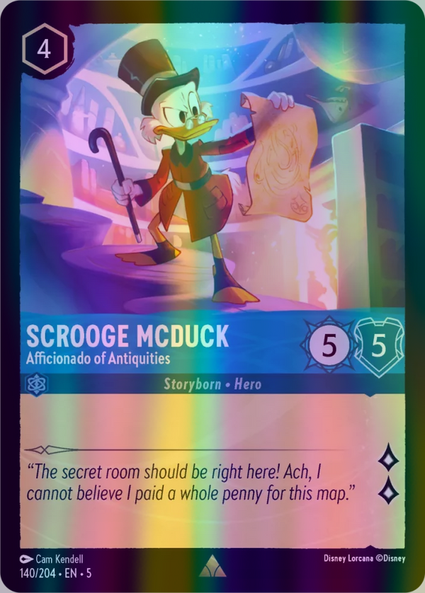 Scrooge McDuck - Afficionado of Antiquities (Shimmering Skies 140/204) Rare - Near Mint Cold Foil