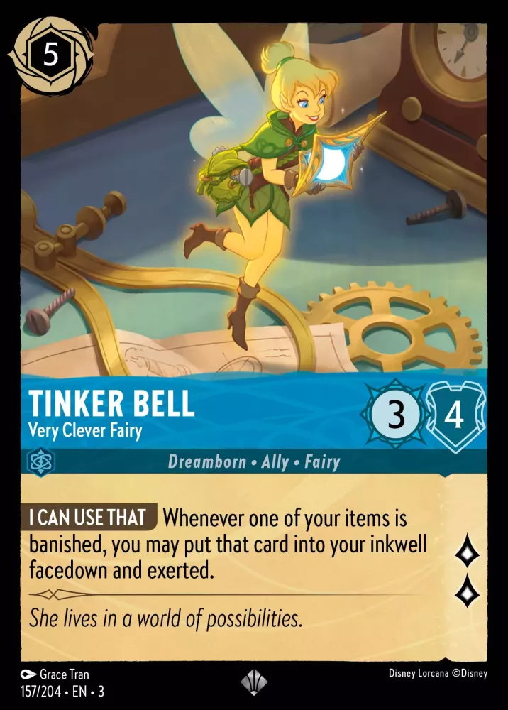 Tinker Bell - Very Clever Fairy (Into the Inklands 157/204) Super Rare - Near Mint