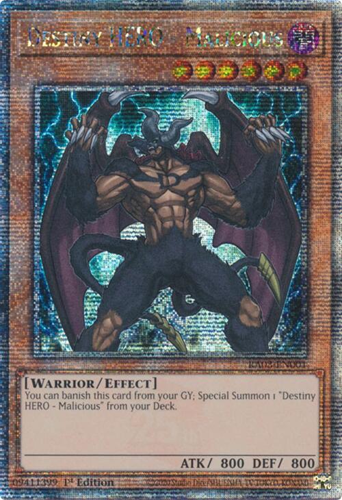 Destiny HERO - Malicious (RA03-EN001) Quarter Century Secret Rare - Near Mint 1st Edition