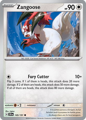 Zangoose - 149/191 (SSP) Common - Near Mint