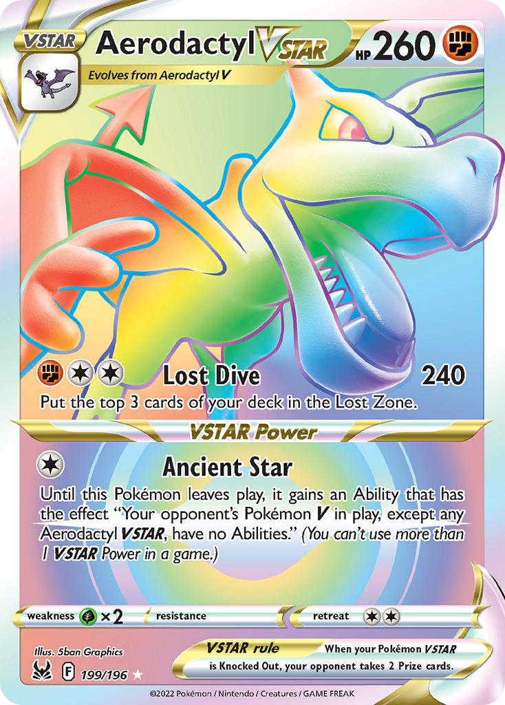 Aerodactyl VSTAR (Secret) - 199/196 (SWSH11) Secret Rare - Near Mint Holofoil