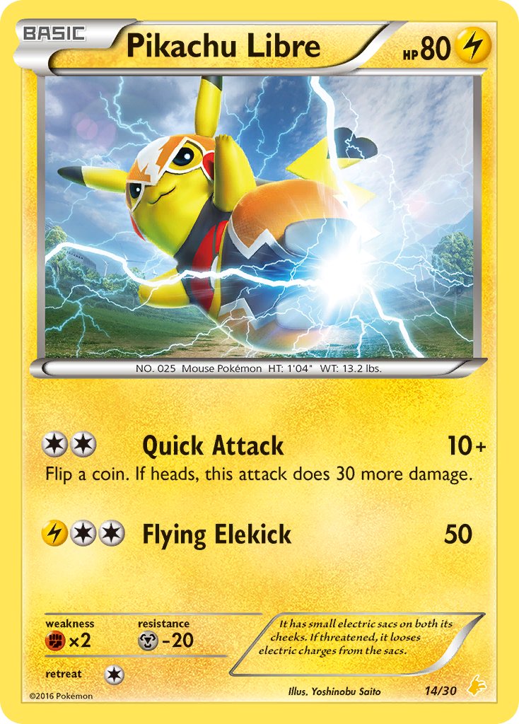 Pikachu Libre - 14/30 (TK9P) Common - Near Mint
