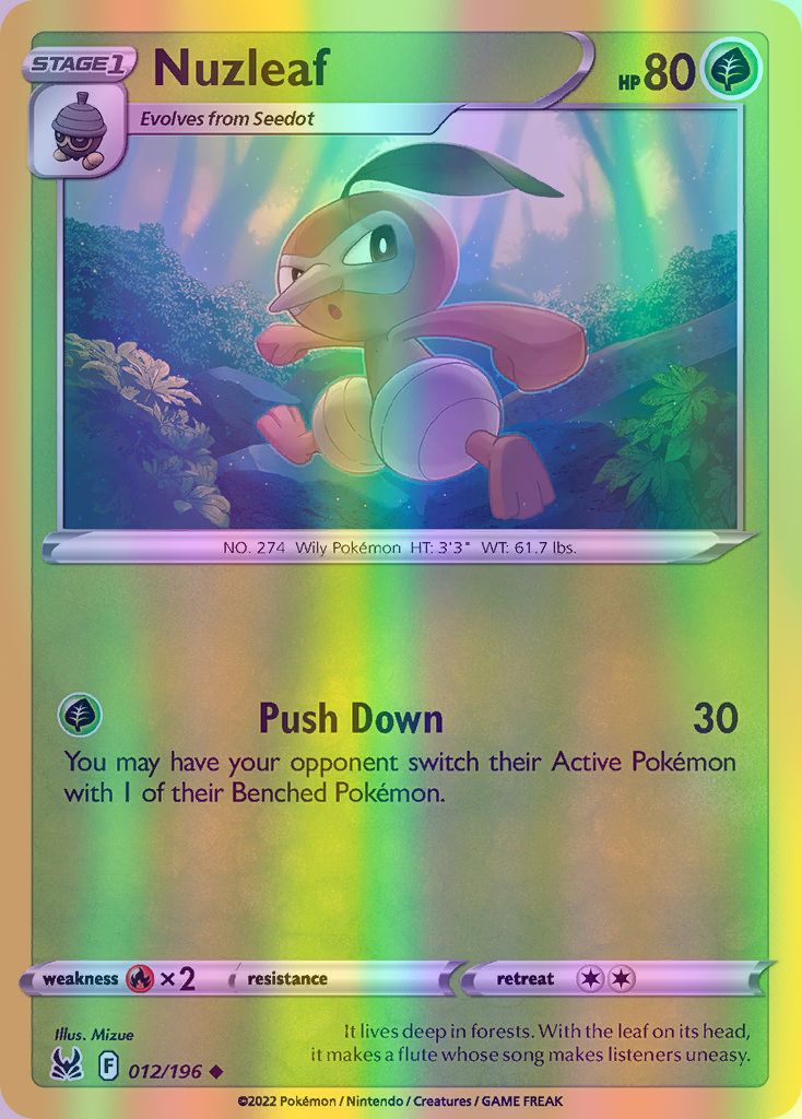 Nuzleaf - 012/196 (SWSH11) Uncommon - Near Mint Reverse Holofoil