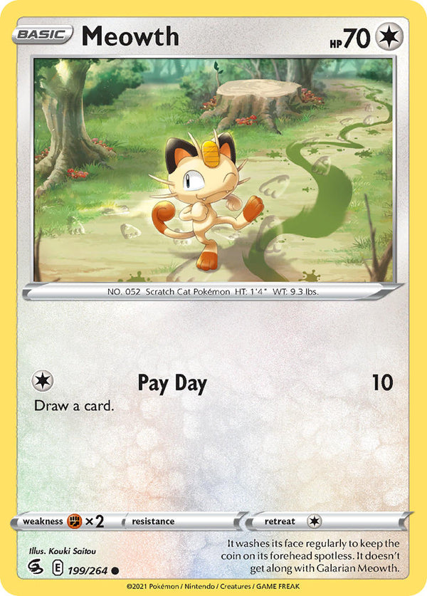 Meowth - 199/264 (SWSH08) Common - Near Mint