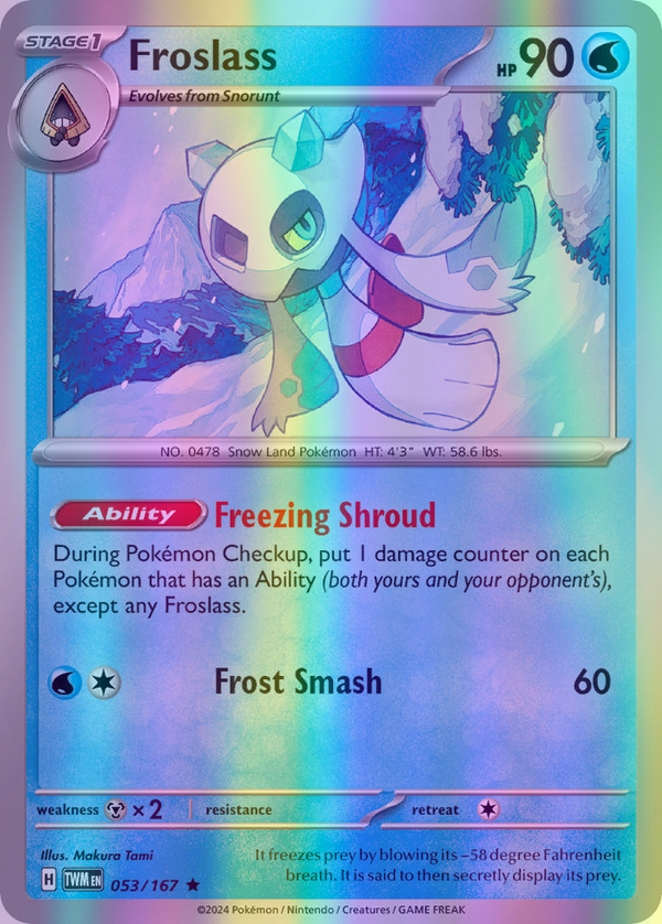 Froslass - 053/167 (TWM) Rare - Near Mint Reverse Holofoil