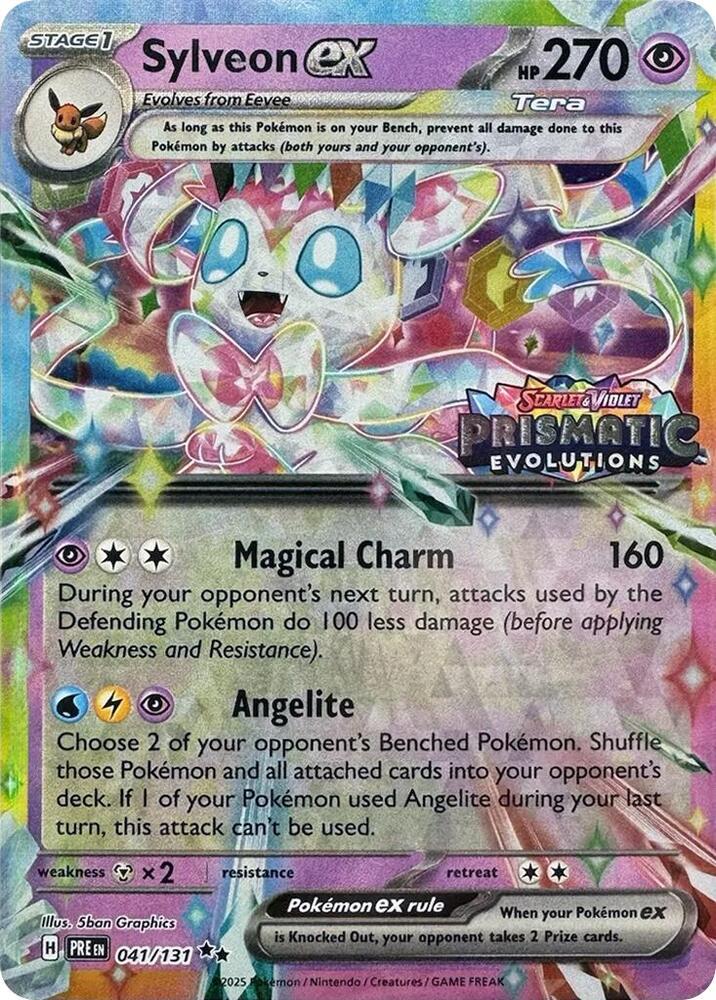 Sylveon ex (Prismatic Evolutions Stamp) - 041/131 (PRE) Double Rare - Near Mint Holofoil