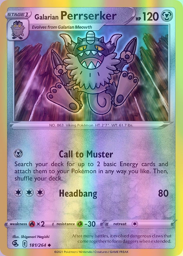 Galarian Perrserker - 181/264 (SWSH08) Uncommon - Near Mint Reverse Holofoil