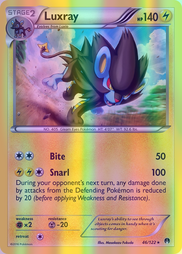 Luxray - 046/122 (BKP) Rare - Near Mint Reverse Holofoil