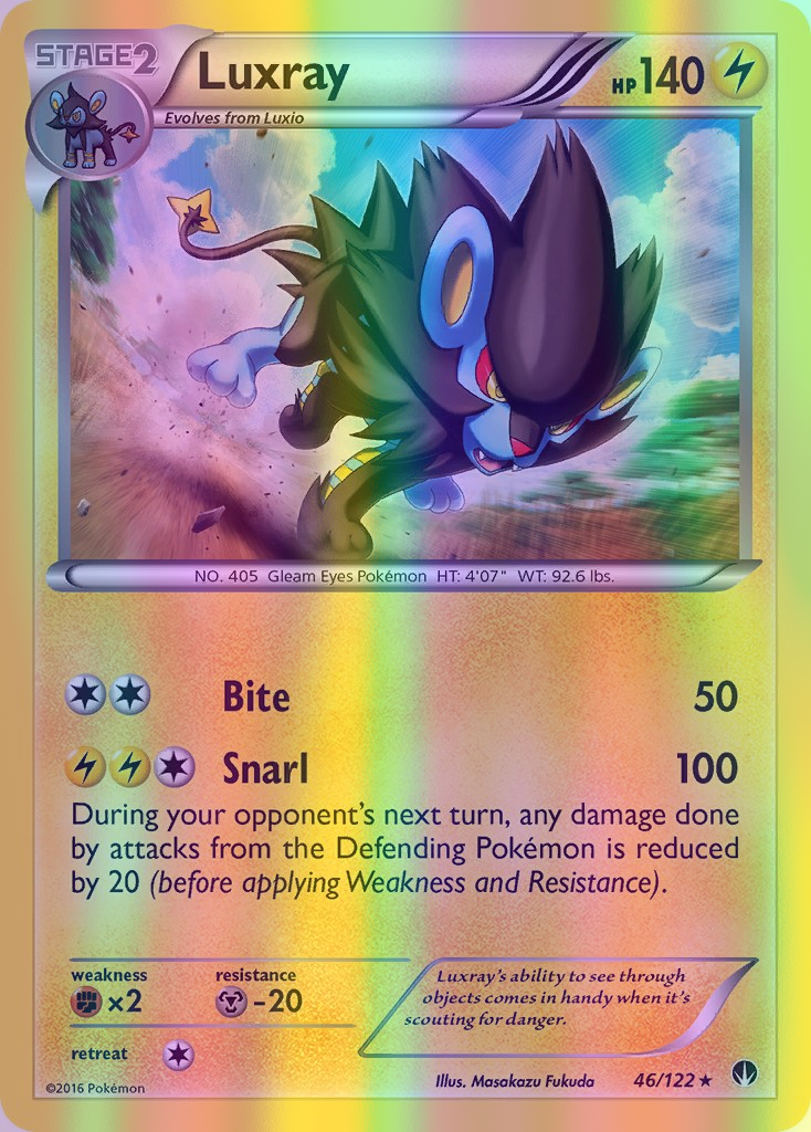 Luxray - 046/122 (BKP) Rare - Near Mint Reverse Holofoil