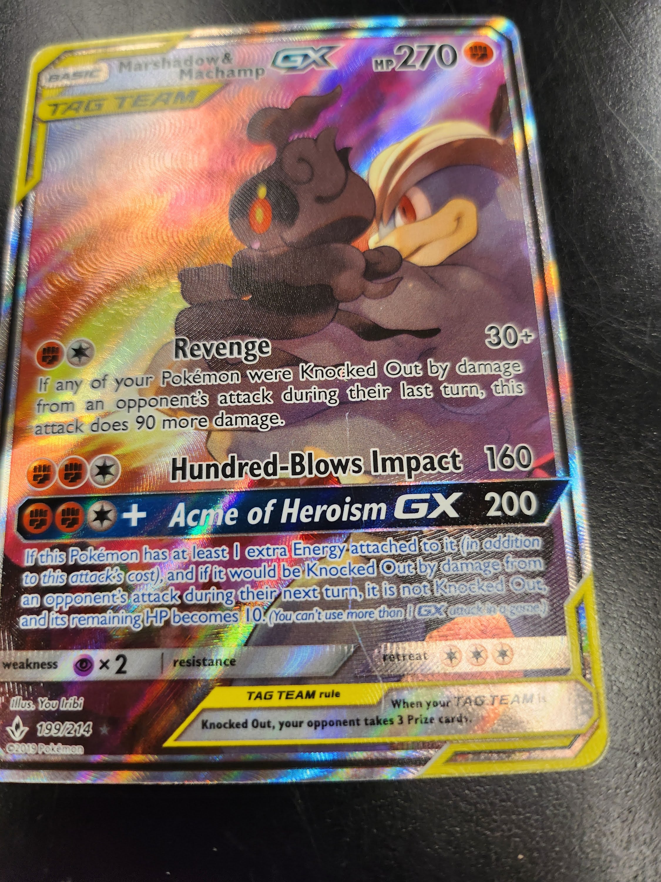 Marshadow & Machamp GX - 199/214 (UNB) Ultra Rare - Moderate Play