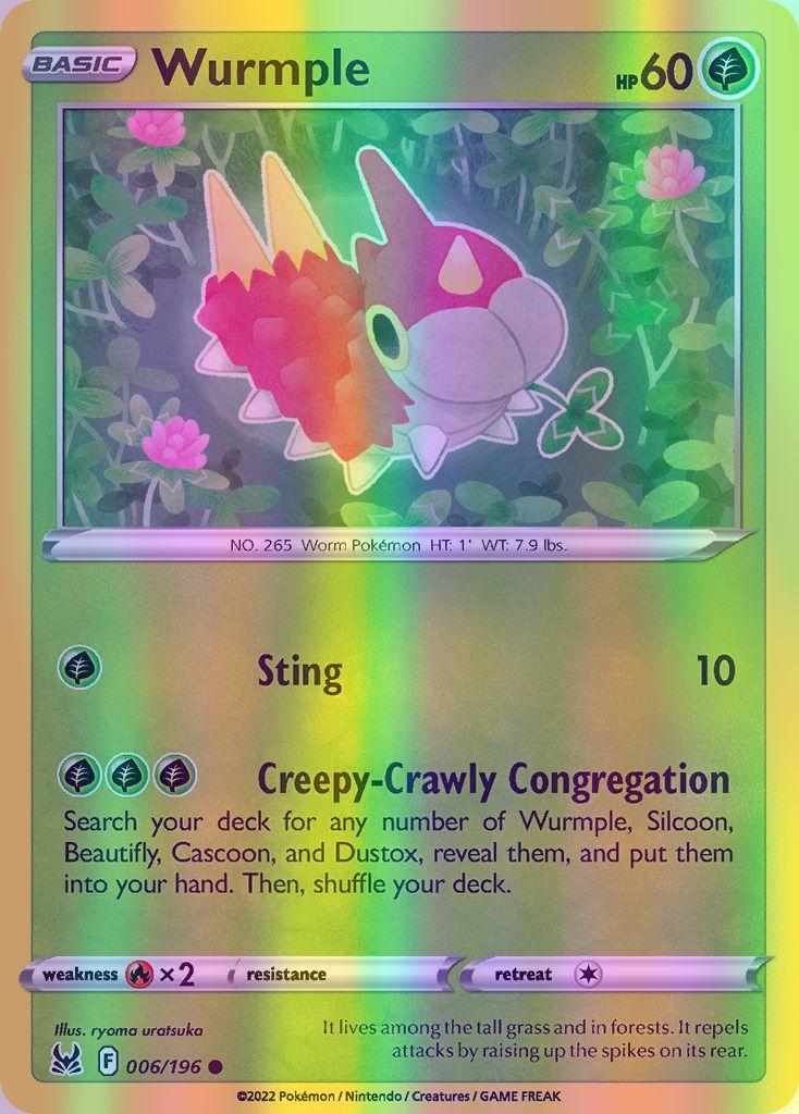 Wurmple - 006/196 (SWSH11) Common - Near Mint Reverse Holofoil