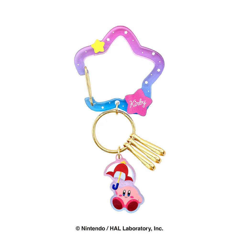 Kirby: Fluffy Acrylic Carabiner Charm - Kirby Parasol