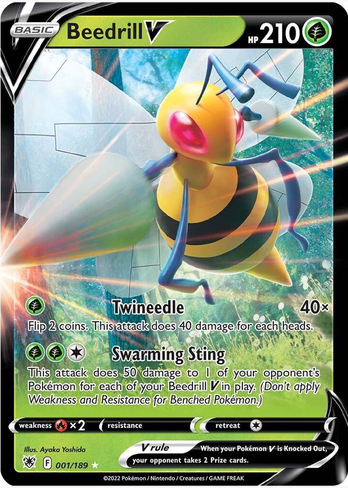 Beedrill V - 001/189 (SWSH10) Ultra Rare - Light Play Holofoil