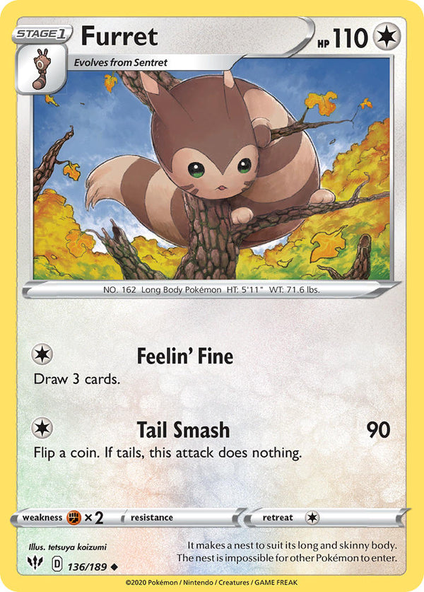 Furret - 136/189 (SWSH03) Uncommon - Near Mint