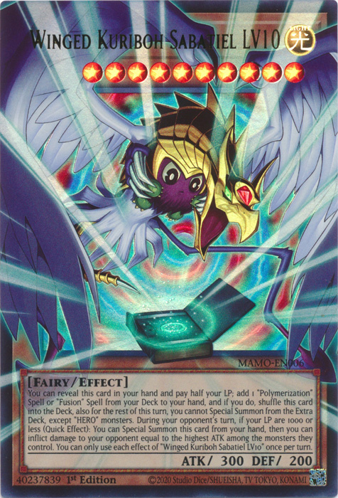 Winged Kuriboh Sabatiel LV10 (Extended Art) (MAMO-EN006)