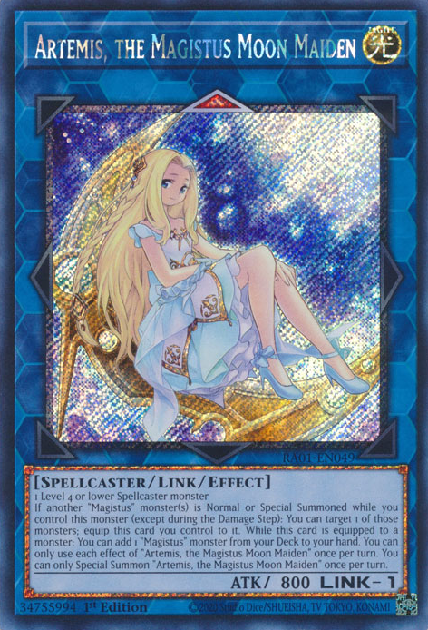 Artemis, the Magistus Moon Maiden (RA01-EN049) Platinum Secret Rare - Near Mint 1st Edition