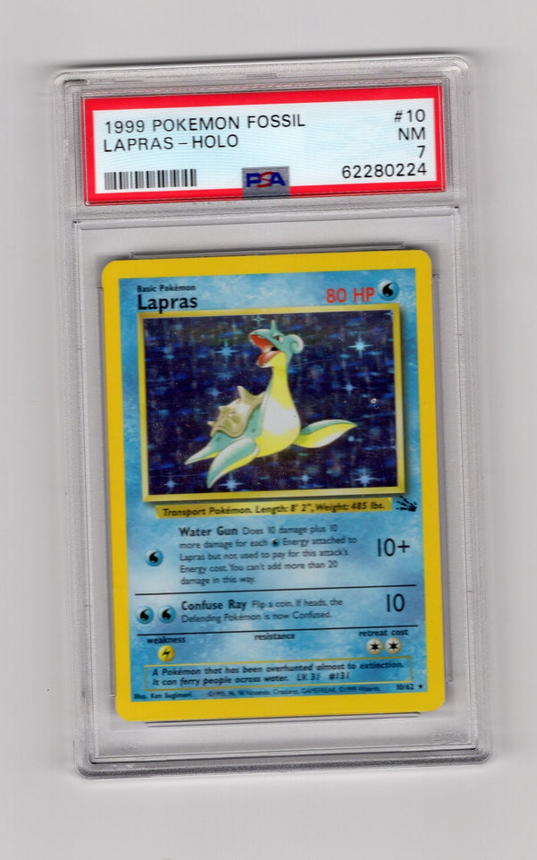 Lapras -10/62 (FO) Holo Rare - Unlimited Light Play Holofoil (Graded - PSA 7)