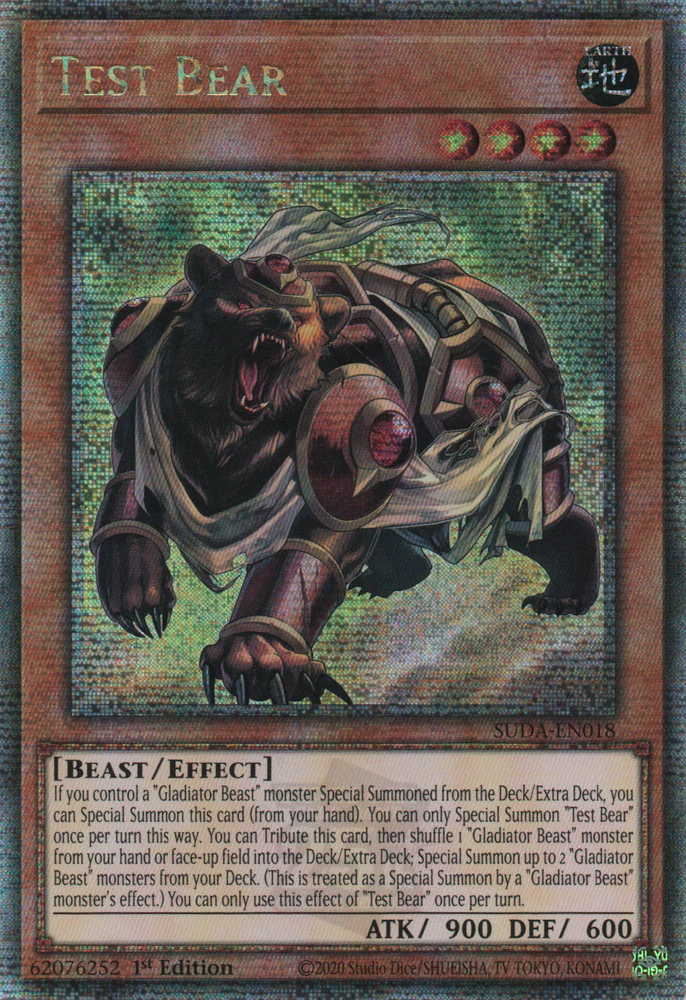 Test Bear (SUDA-EN018) Quarter Century Secret Rare - Near Mint 1st Edition