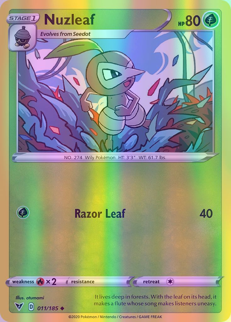 Nuzleaf - 011/185 (SWSH04) Uncommon - Near Mint Reverse Holofoil