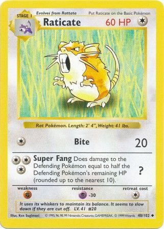 Raticate - 040/102 (BSS) Uncommon - Near Mint Unlimited