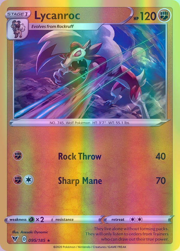 Lycanroc - 095/185 (SWSH04) Rare - Near Mint Reverse Holofoil