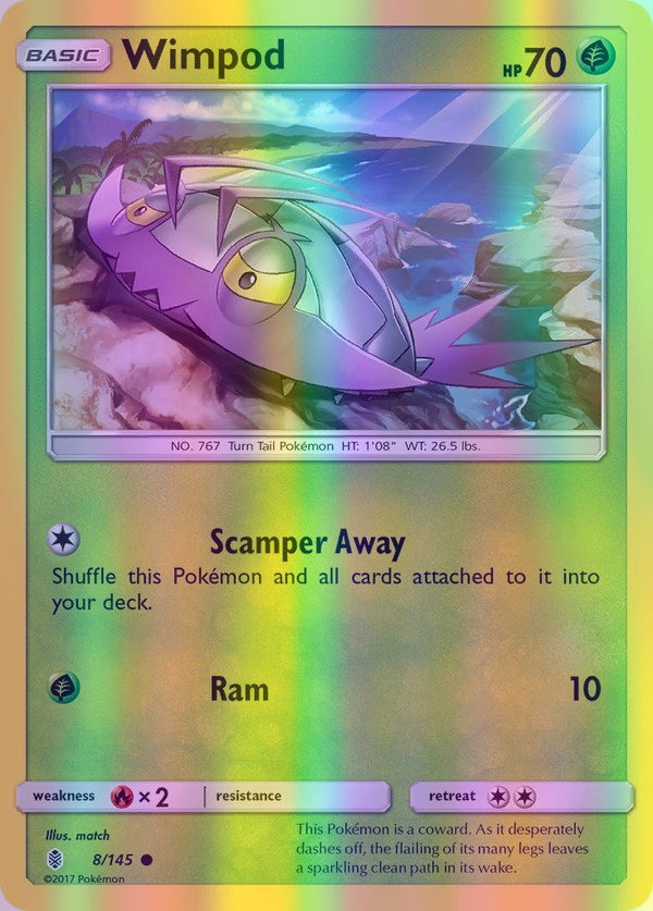 Wimpod - 008/145 (SM:GRI) Common - Near Mint Reverse Holofoil