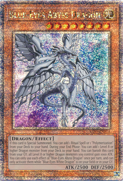 Blue-Eyes Abyss Dragon (RA01-EN016) Quarter Century Secret Rare - Near Mint 1st Edition