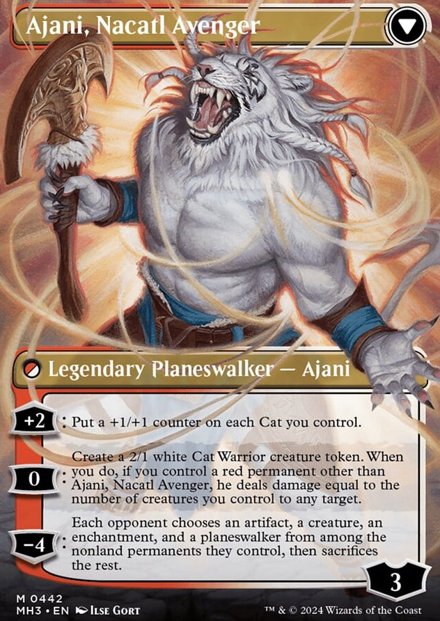 Ajani, Nacatl Pariah // Ajani, Nacatl Avenger [#0442 Borderless] (MH3-M-FOIL)
