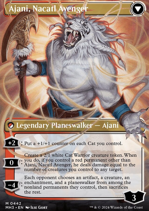 Ajani, Nacatl Pariah // Ajani, Nacatl Avenger [#0442 Borderless] (MH3-M)