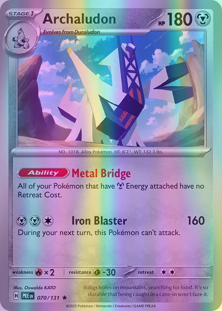 Archaludon - 070/131 (PRE) Rare - Near Mint Reverse Holofoil