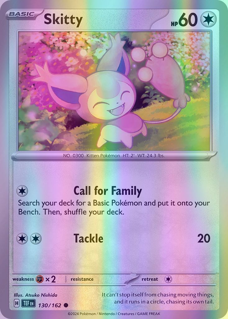 Skitty - 130/162 (TEF) Common - Near Mint Reverse Holofoil