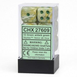 CHX27609: Marble - 16mm Green w/dark green (12)