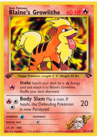 Blaine's Growlithe (62/132) 1st Edition - Near Mint