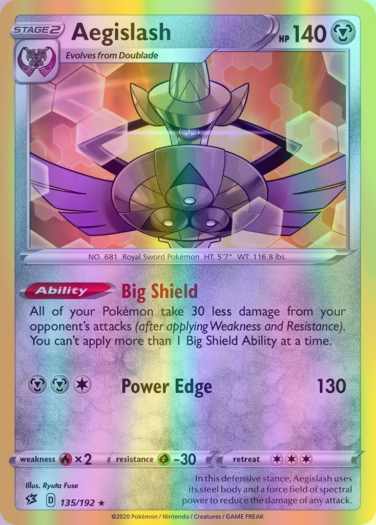 Aegislash - 135/192 (SWSH02) Rare - Near Mint Reverse Holofoil