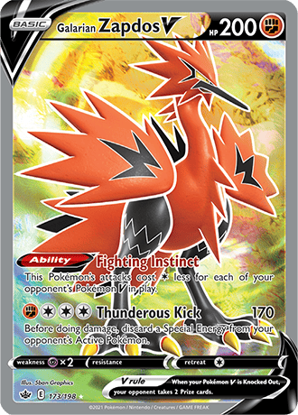 Galarian Zapdos V (Full Art) - 173/198 (SWSH06) Ultra Rare - Near Mint Holofoil