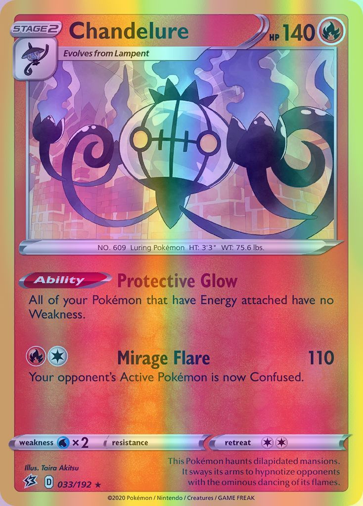 Chandelure - 033/192 (SWSH02) Holo Rare - Near Mint Reverse Holofoil