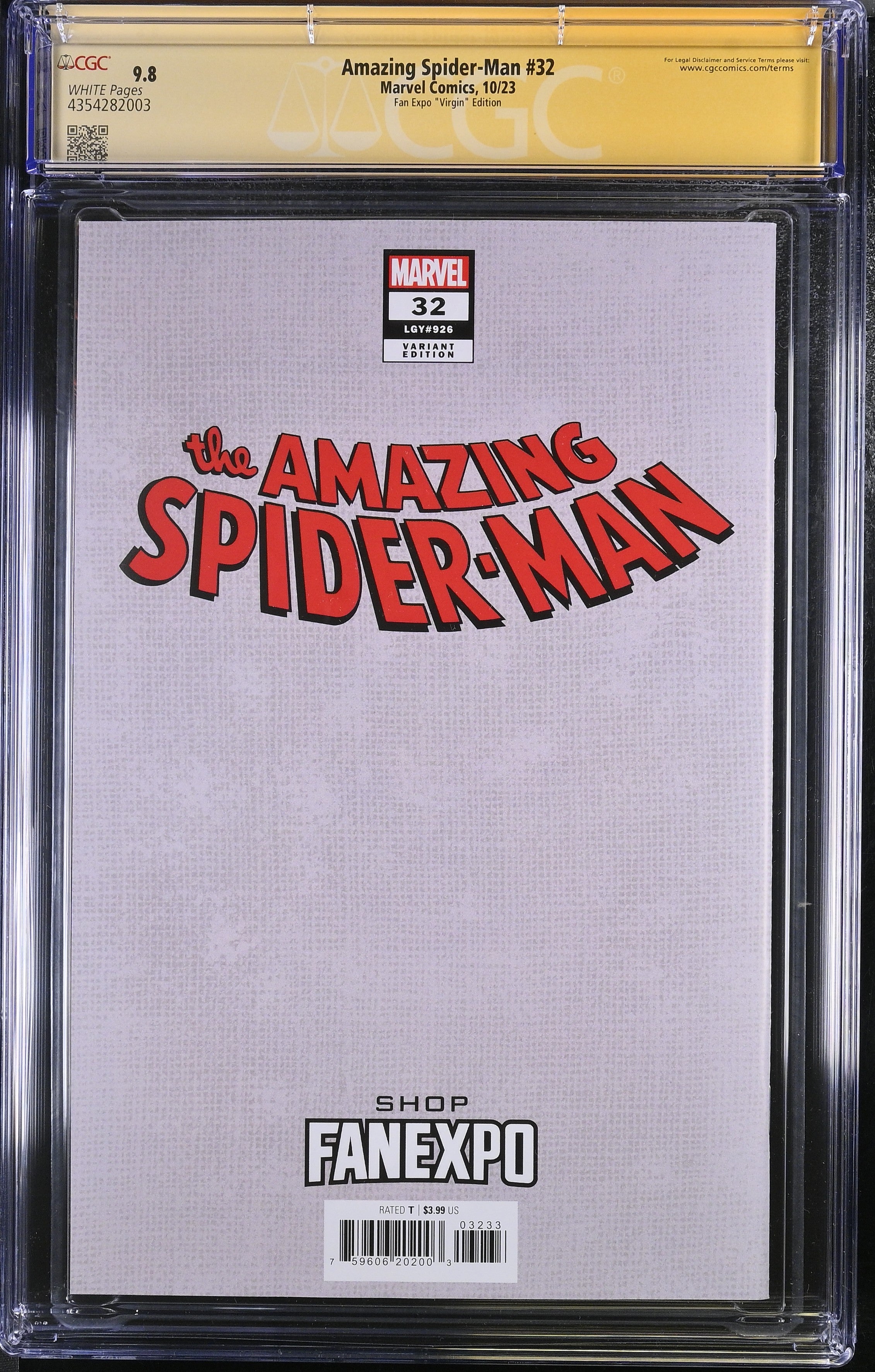 Amazing Spider-Man (2022 Series) #32 (CGC SS 9.8) Signed by Peach Momoko. Fan Expo Exclusive Peach Momoko Virgin Variant