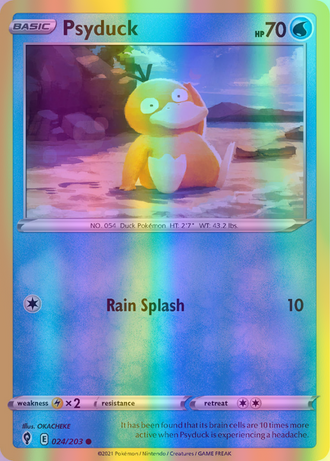 Psyduck - 024/203 (SWSH07) Common - Near Mint Reverse Holofoil