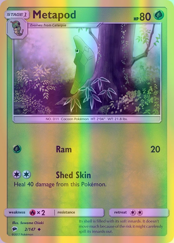 Metapod - 002/147 (SM:BUS) Uncommon - Near Mint Reverse Holofoil