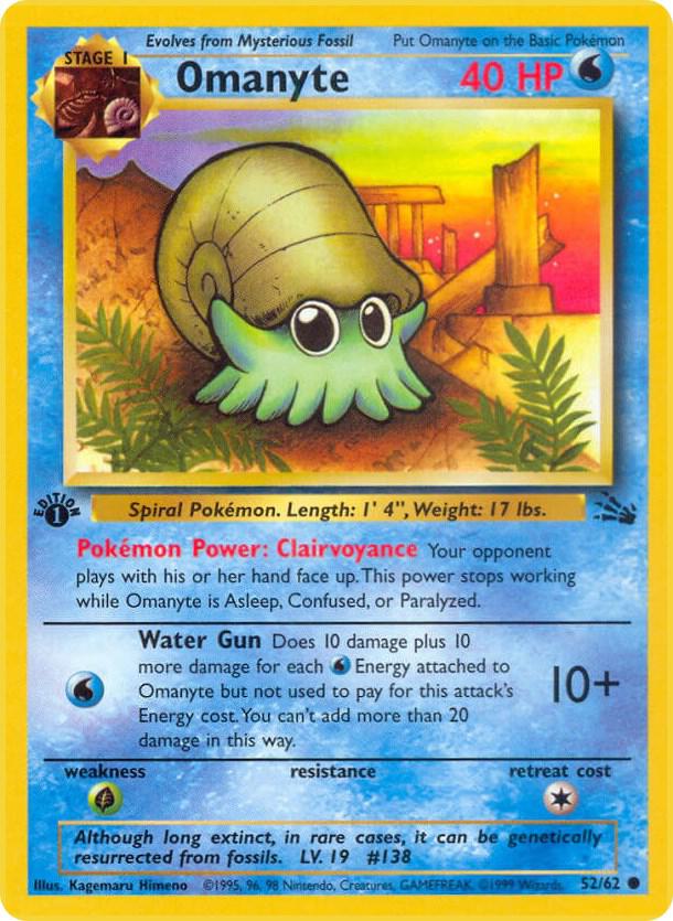 Omanyte - 52/62 (FO) Common - Moderate Play 1st Edition