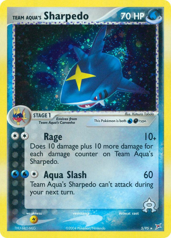 Team Aqua's Sharpedo - 05/95 (MA) Holo Rare - Heavy Play