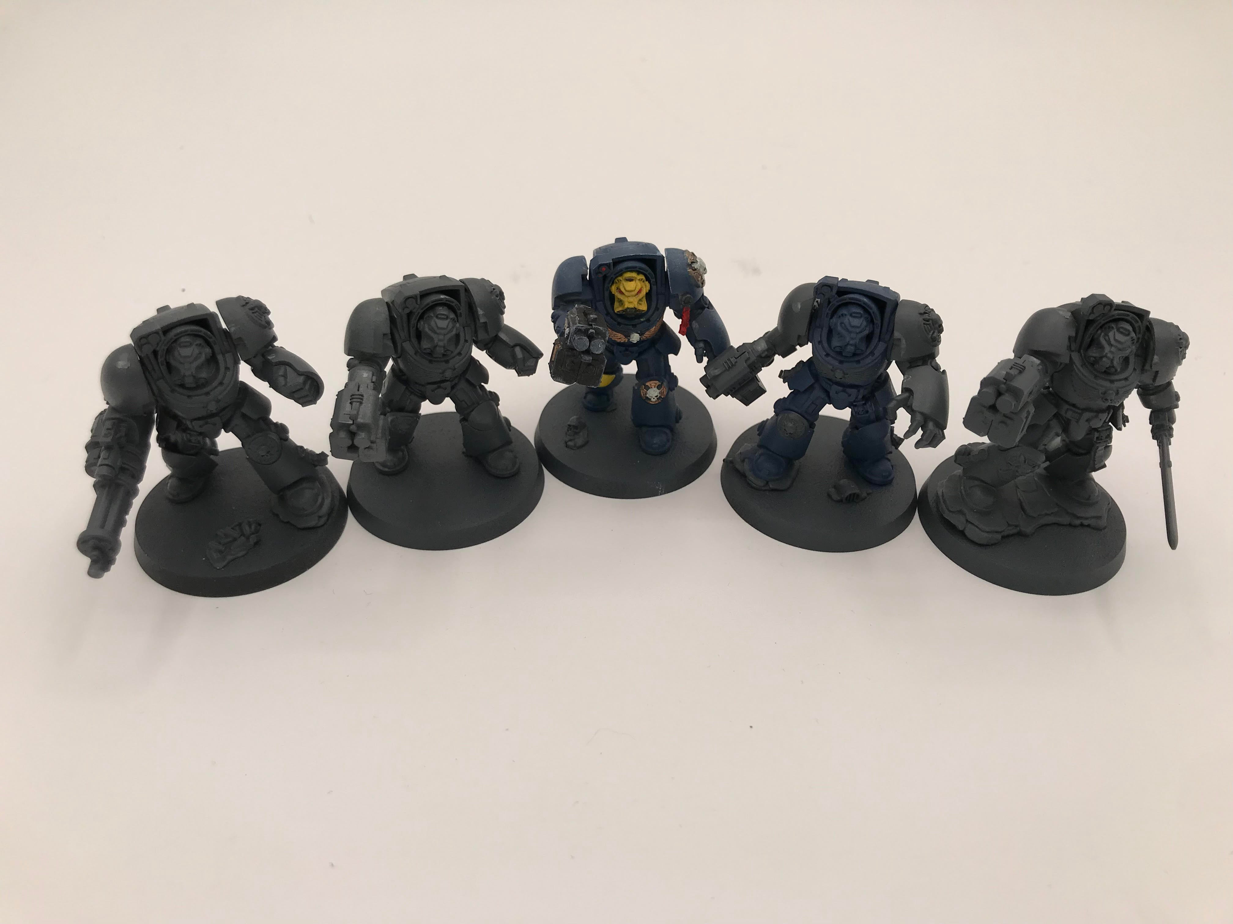 40K: Adeptus Astartes: Space Marine - Terminator Assault Squad x5 (USED) (Half-Painted, missing Teleport Homer)