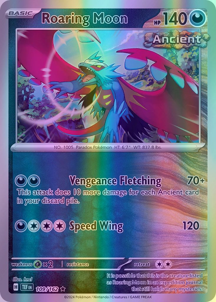 roaring moon pokemon card Amazon.com: Pokemon - Roaring Moon ex 124/182 - Paradox Rift - Ancient  Pokemon - Double Rare main image 1