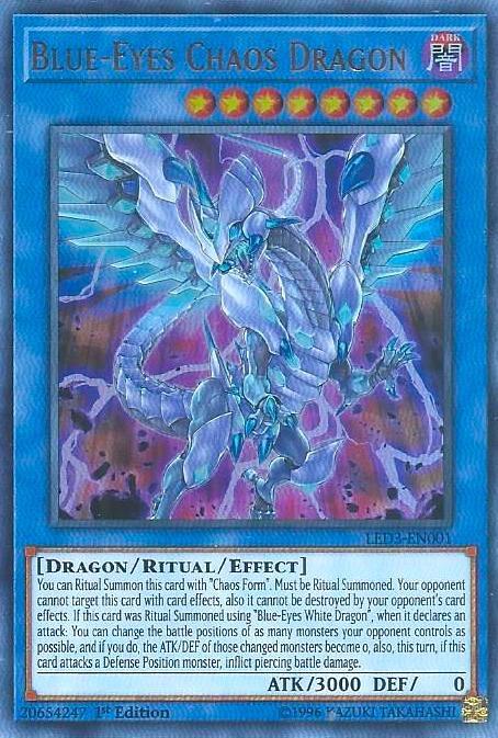 Blue-Eyes Chaos Dragon (LED3-EN001) Ultra Rare - Near Mint 1st Edition